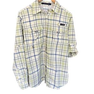 Columbia PFG Womens Super Bahama Breathable Fishing Shirt Size Olive
Plaid EUC